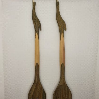 Handcrafted salad server set - "Heron" 30cm
