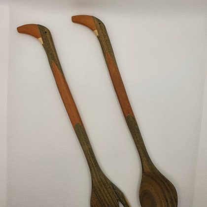 Handcrafted salad server set - "Tucan" 30cm