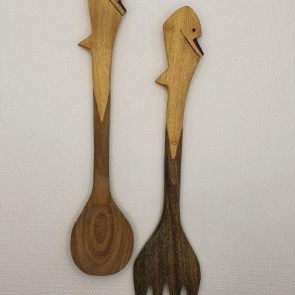 Handcrafted salad server set - "Swan" 20cm