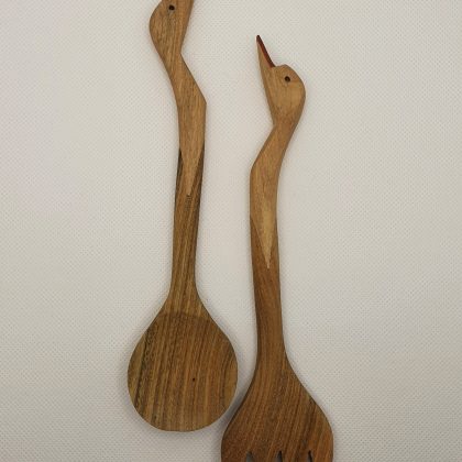 Handcrafted Salad server set - "Bird" 20cm