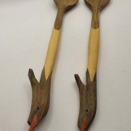 Handcrafted salad server set - "Water" 30cm